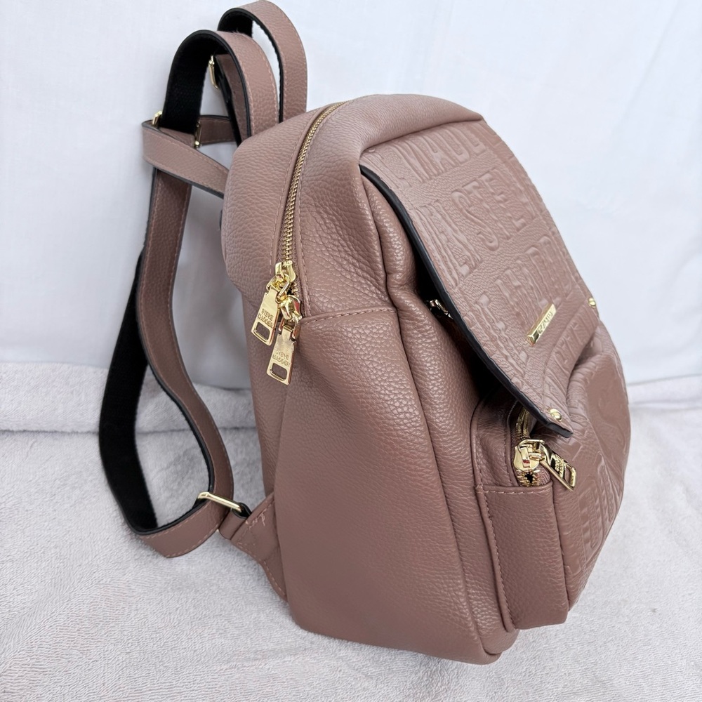 Steve Madden Faux Leather Mauve Backpack & Gold Accents Casual Women's Bag Sz M - Picture 3 of 15